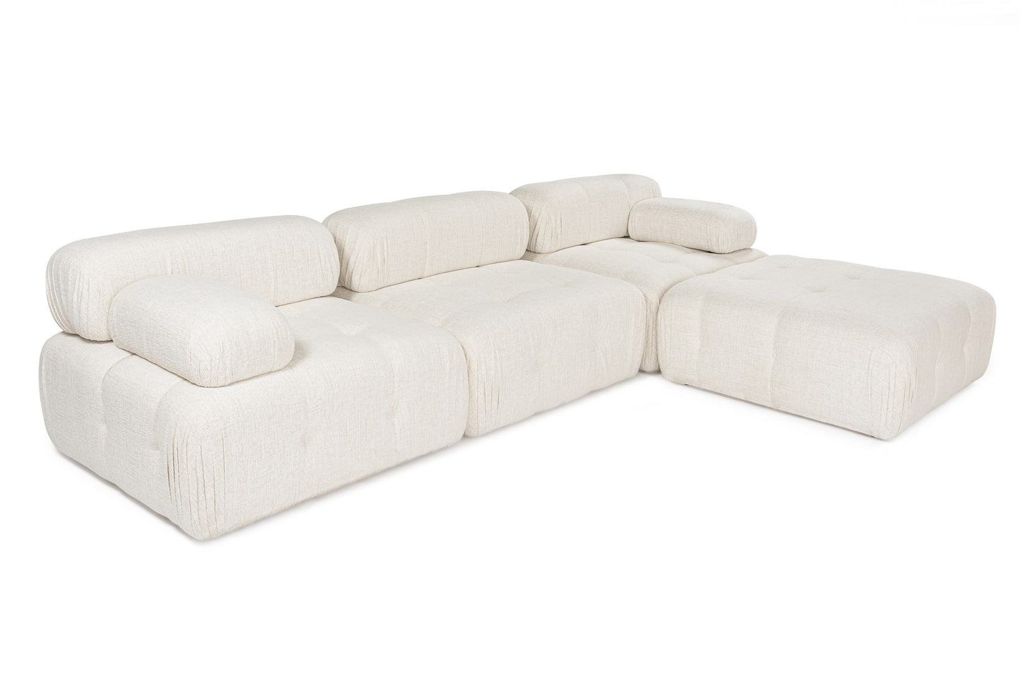Kutna garnitura Doblo 3 Seater with Pouffe ( L1-O1-1R-Pouffe) - Cream