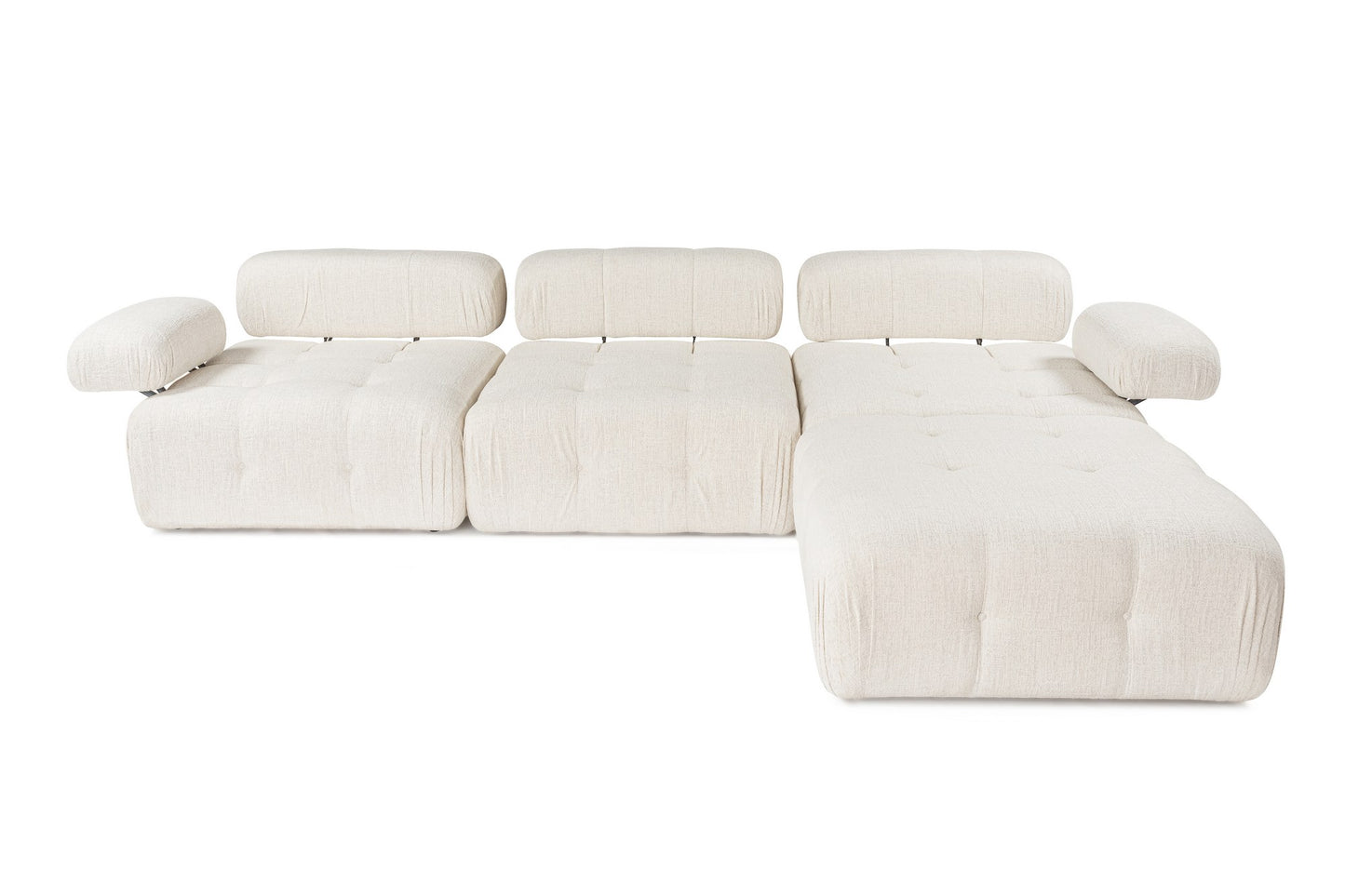 Kutna garnitura Doblo 3 Seater with Pouffe ( L1-O1-1R-Pouffe) - Cream