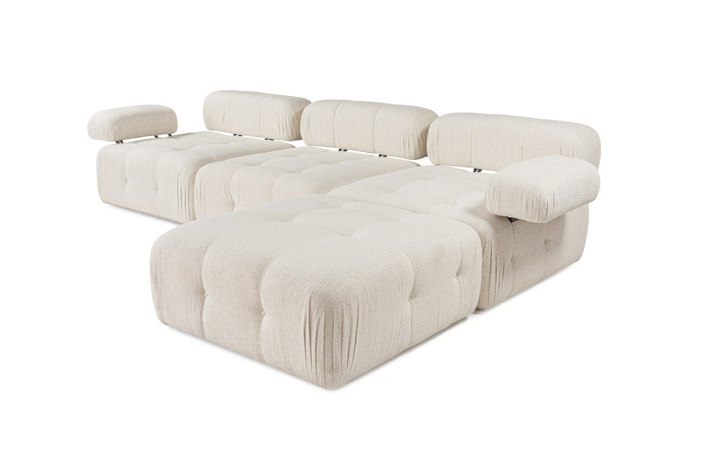 Kutna garnitura Doblo 3 Seater with Pouffe ( L1-O1-1R-Pouffe) - Cream
