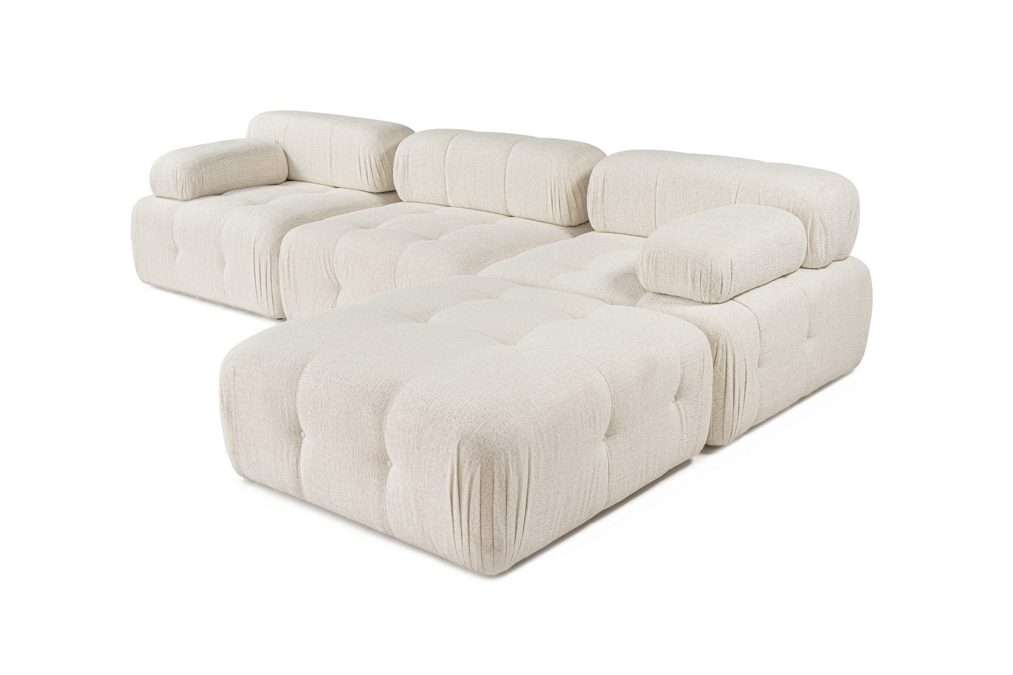 Kutna garnitura Doblo 3 Seater with Pouffe ( L1-O1-1R-Pouffe) - Cream