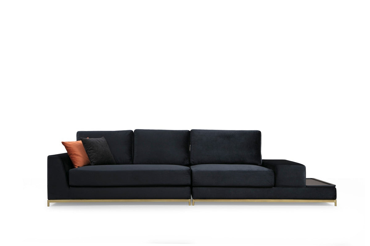 Četverosjed, LINE s integriranim stolićem, crni, Line With Side Table - Black