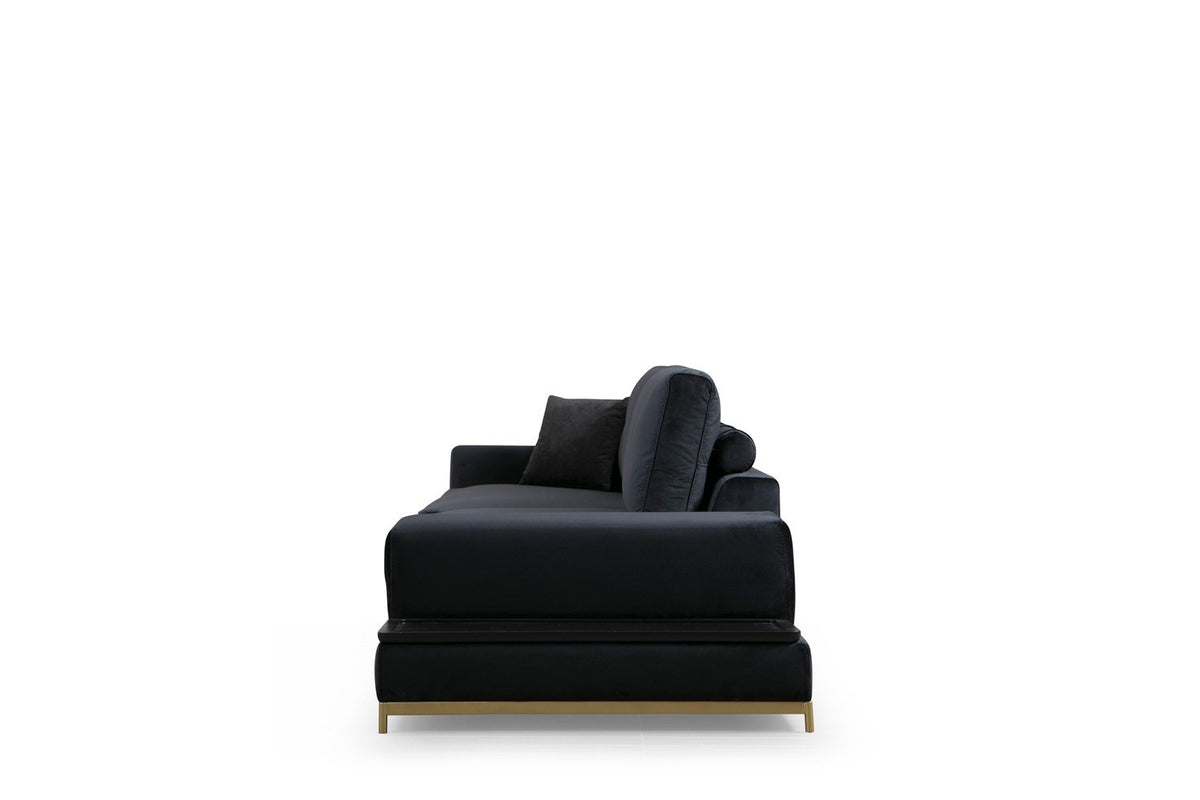 Četverosjed, LINE s integriranim stolićem, crni, Line With Side Table - Black