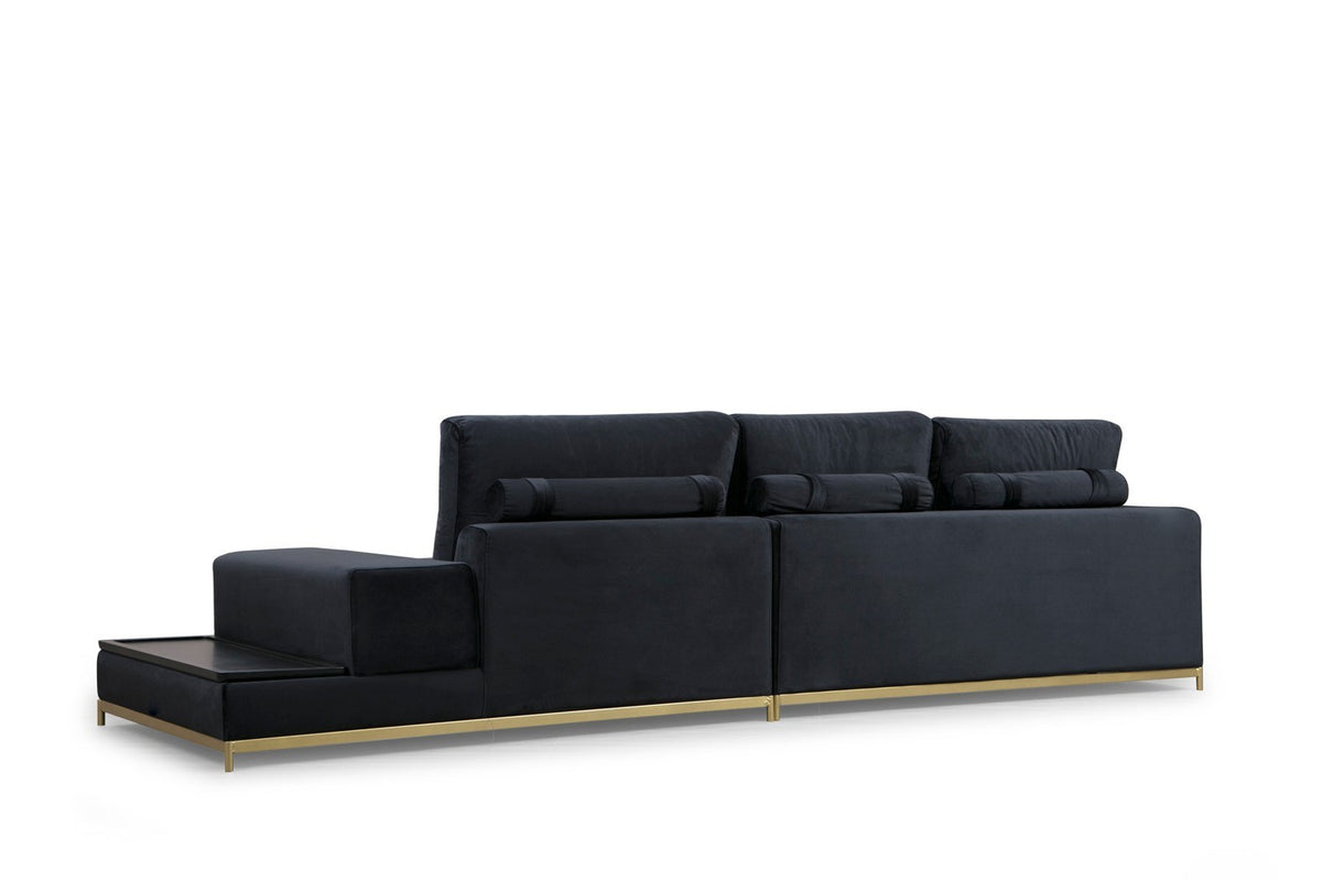 Četverosjed, LINE s integriranim stolićem, crni, Line With Side Table - Black