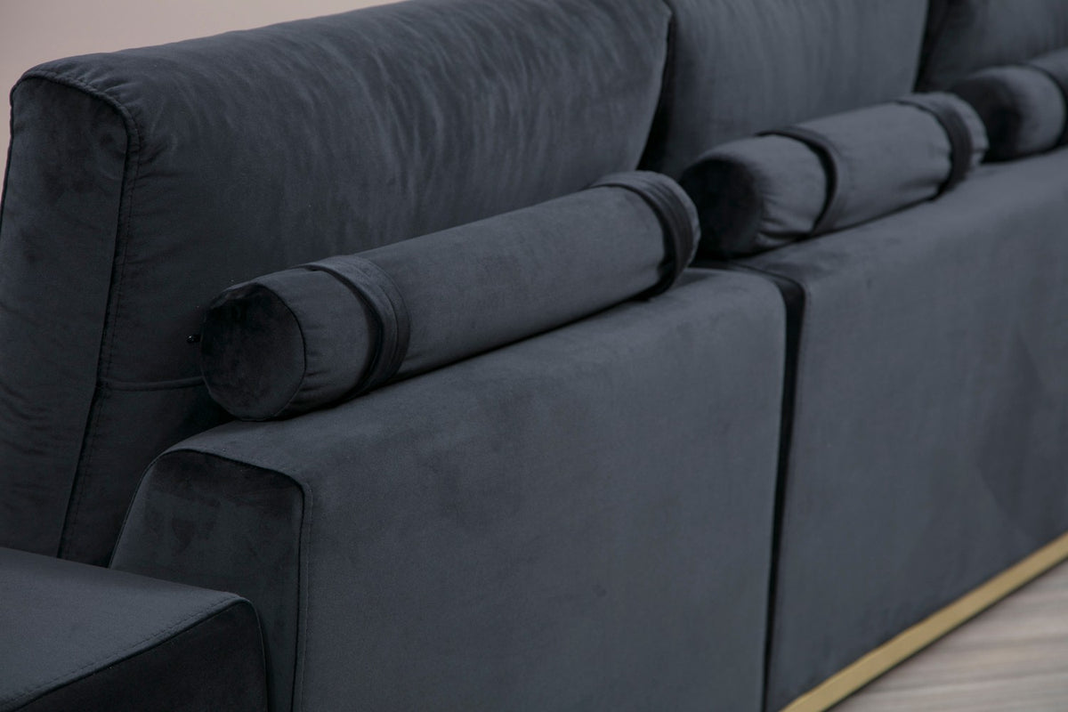 Četverosjed, LINE s integriranim stolićem, crni, Line With Side Table - Black