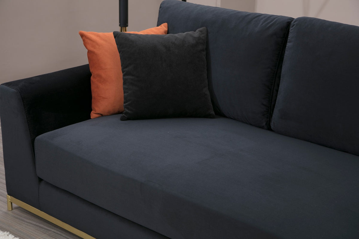 Četverosjed, LINE s integriranim stolićem, crni, Line With Side Table - Black