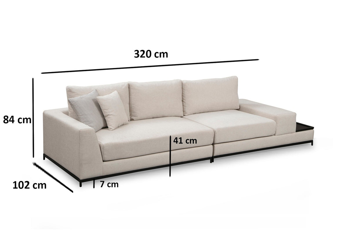 Četverosjed, LINE s integriranim stolićem, bež, Line With Side Table - Beige