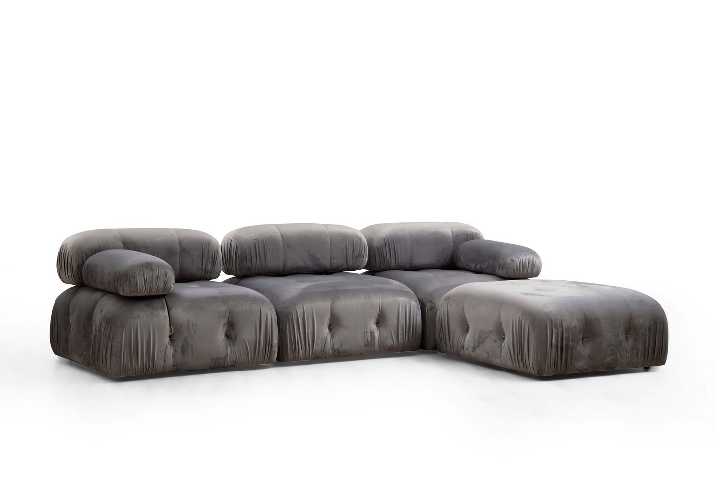 Kutna garnitura, Sivo, Bubble Corner ( L1-O1-1R -Puf) - Grey