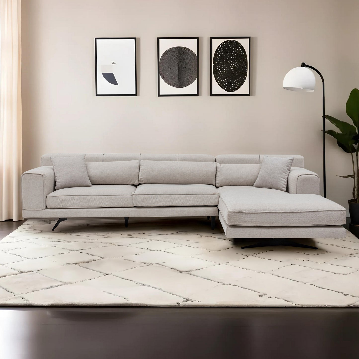Kutna garnitura, JIVAGO, bež, desna, Jivago Corner Right (L2-Chl) - Beige