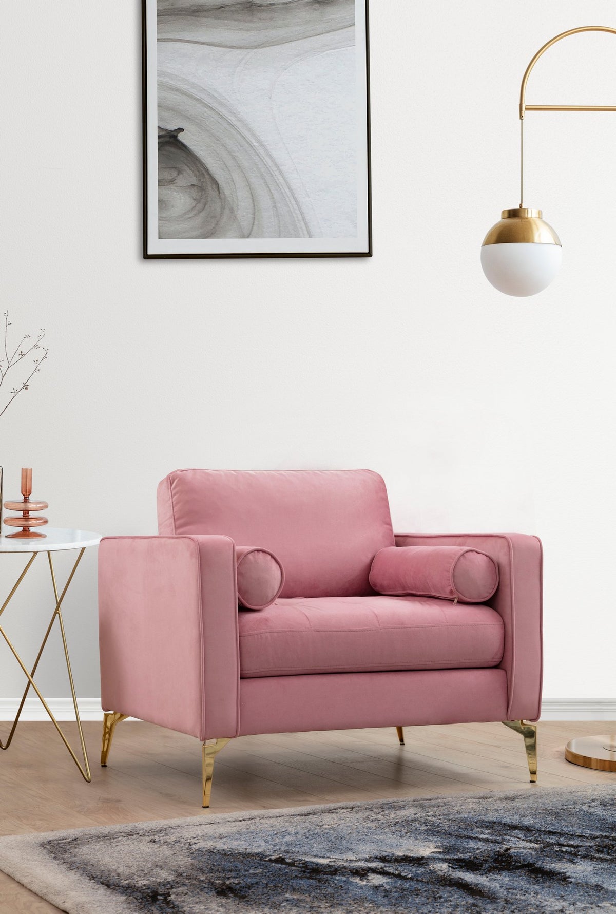 Fotelja, prljavoružičasta, Rome - Rose