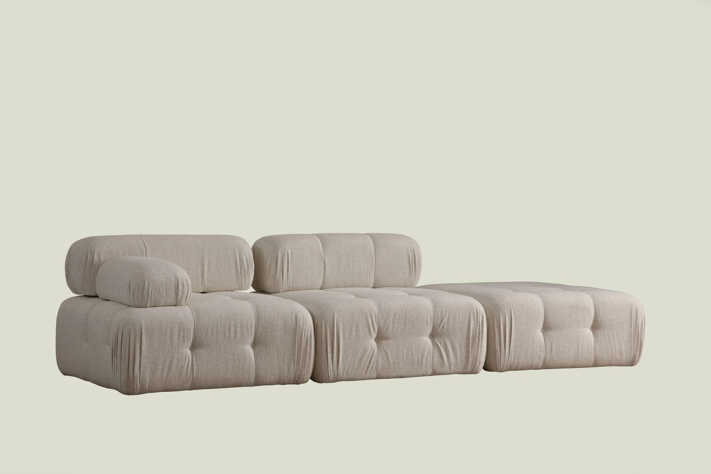 Trosjed Doblo 3 Seater ( L1-O1-Pouffe) Cream Bouclette