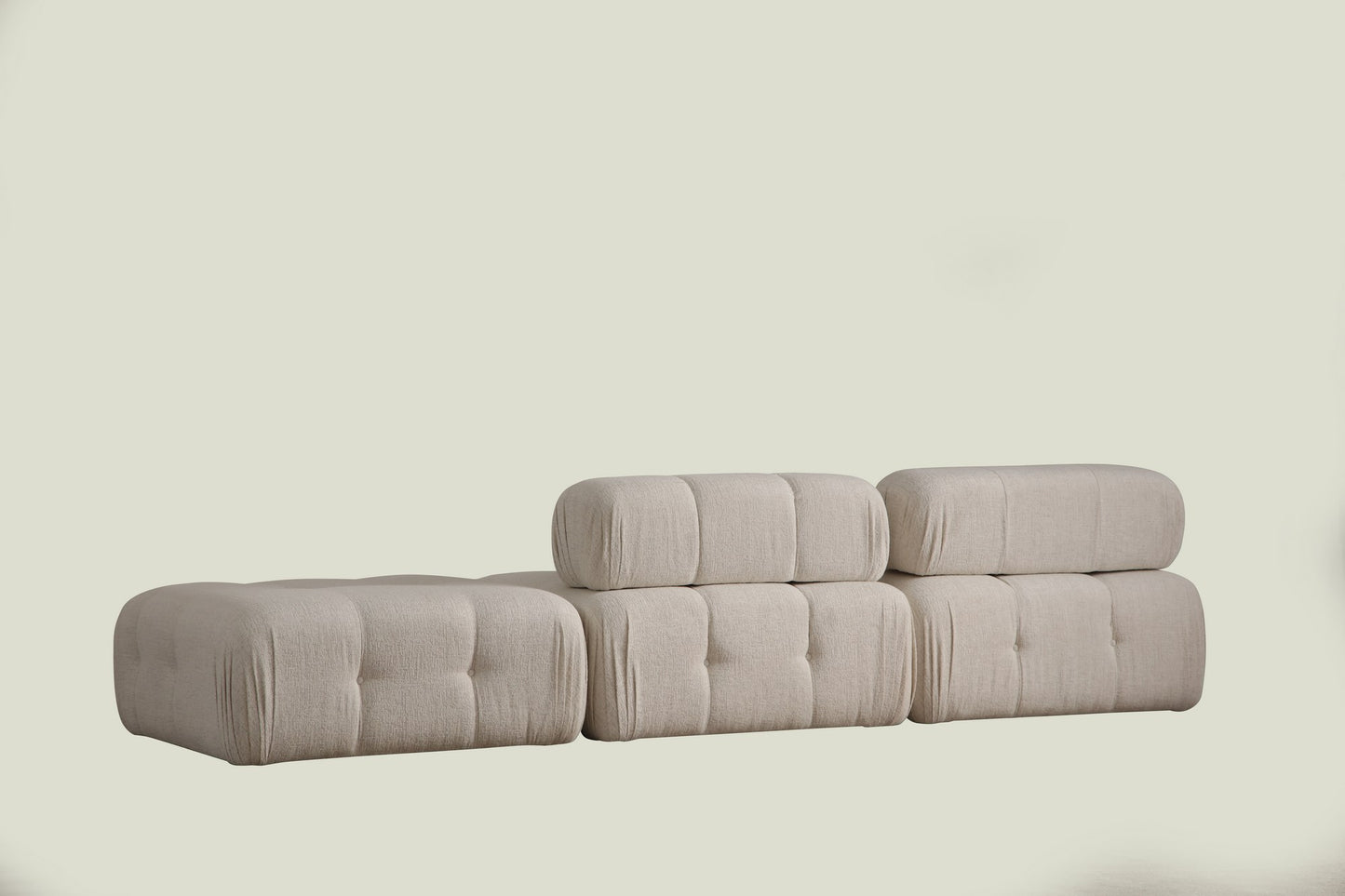 Trosjed Doblo 3 Seater ( L1-O1-Pouffe) Cream Bouclette