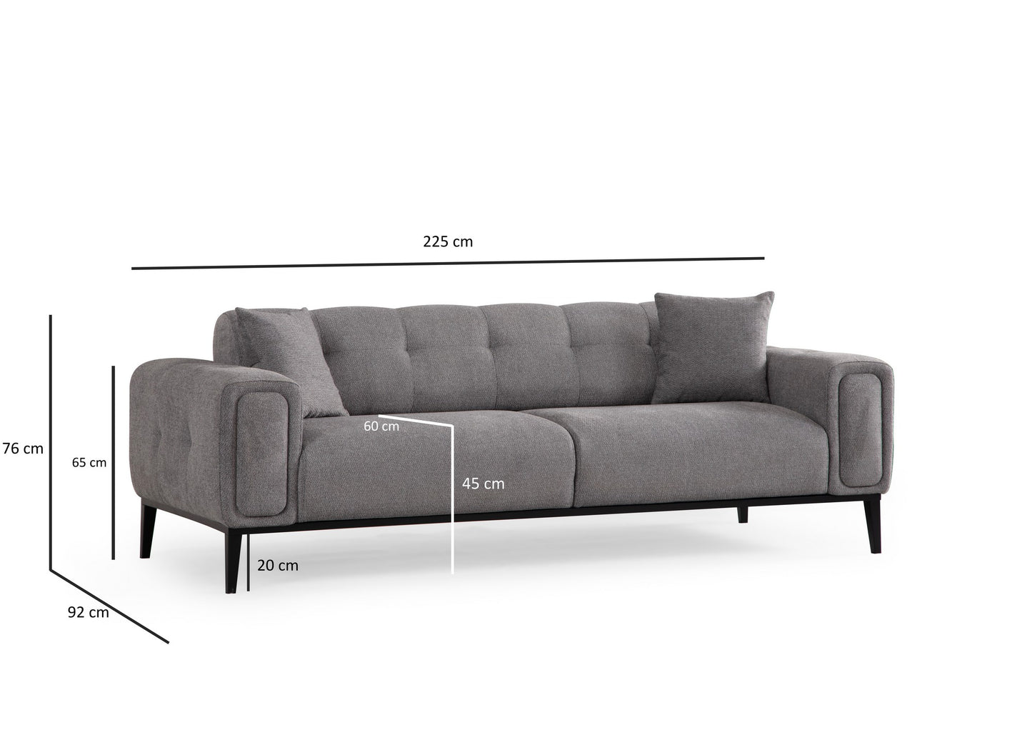 Trosjed na razvlačenje Athena 3 Seater - svjetlo sivi