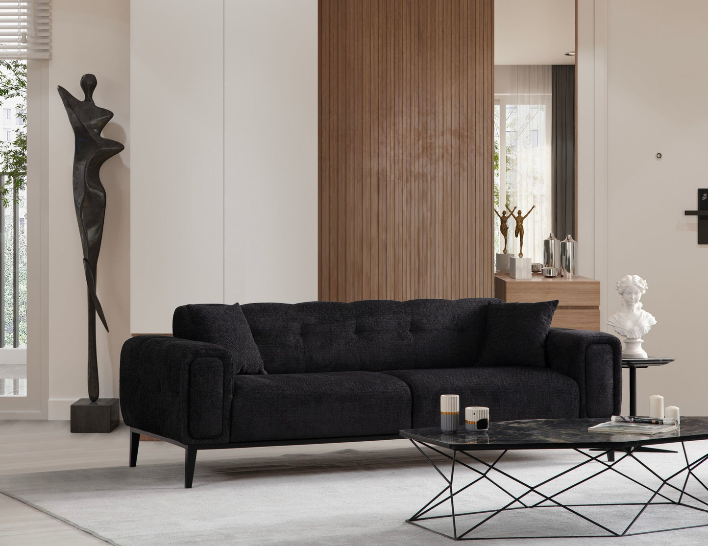 Trosjed na razvlačenje Athena 3 Seater - crna