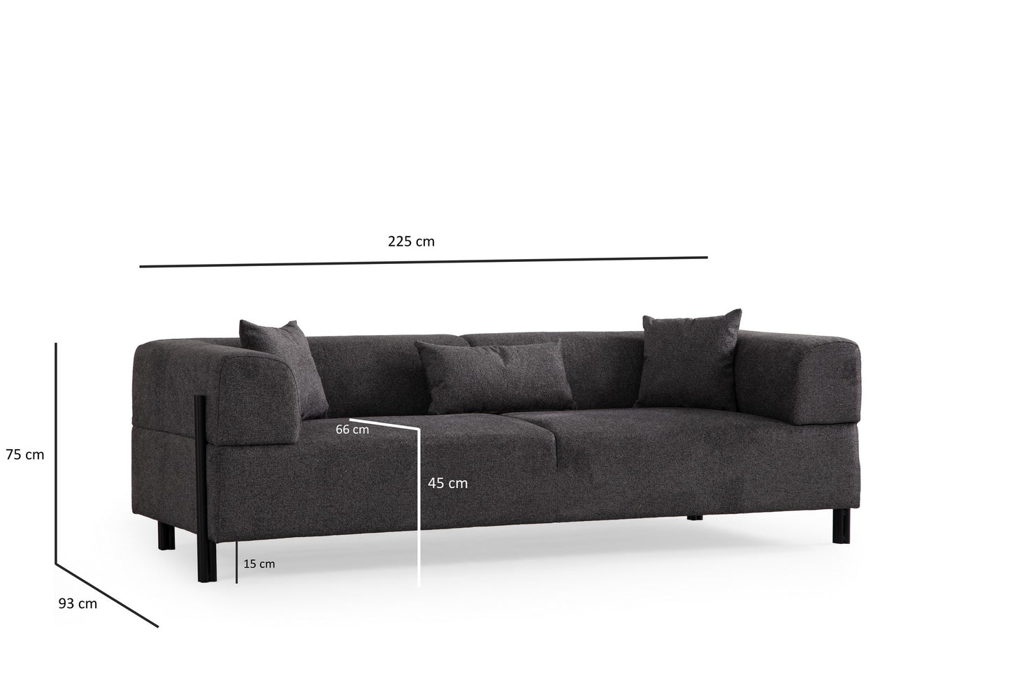 Trosjed Gio 3 Seater - Anthracite