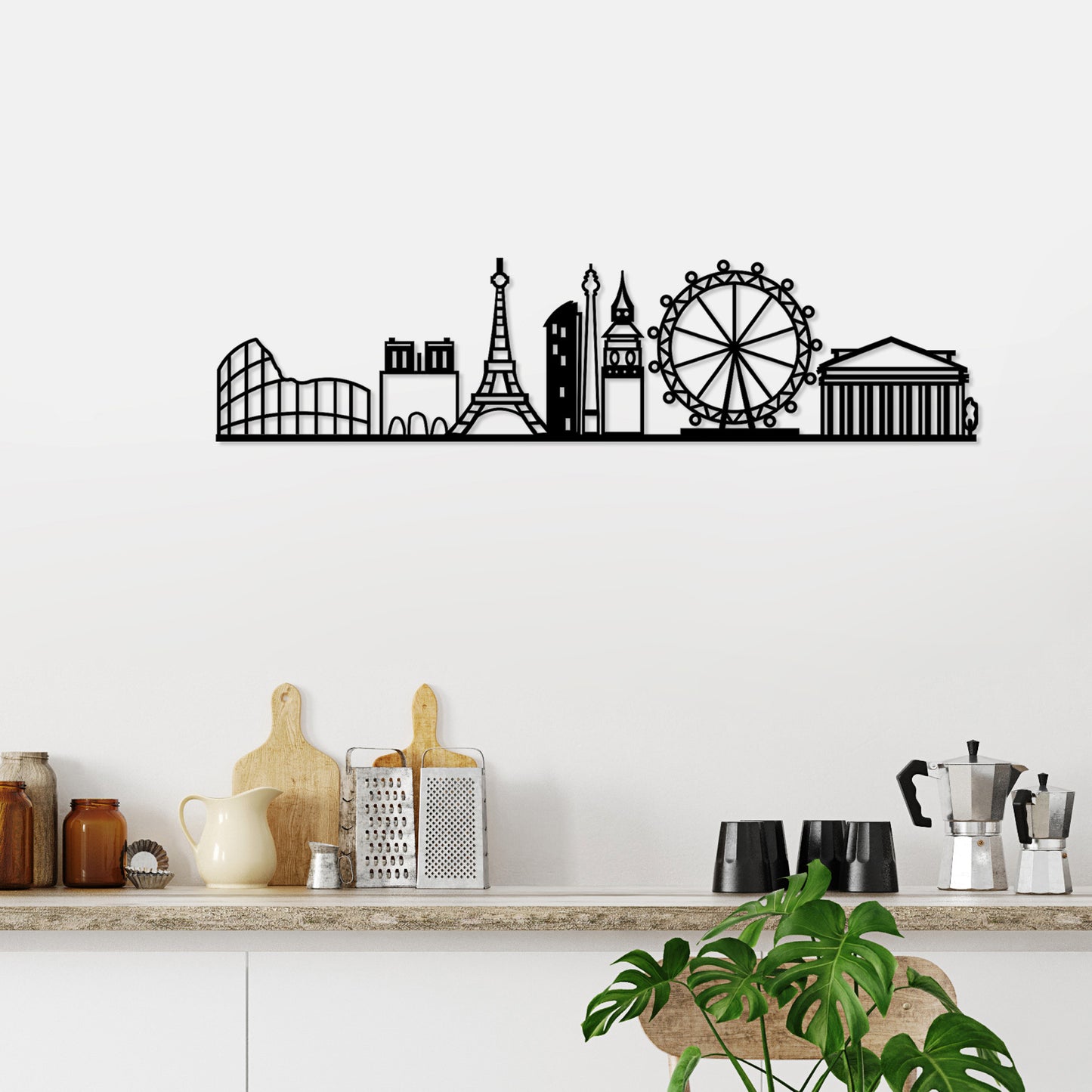 Metalna zidna dekoracija, European Cities Skyline