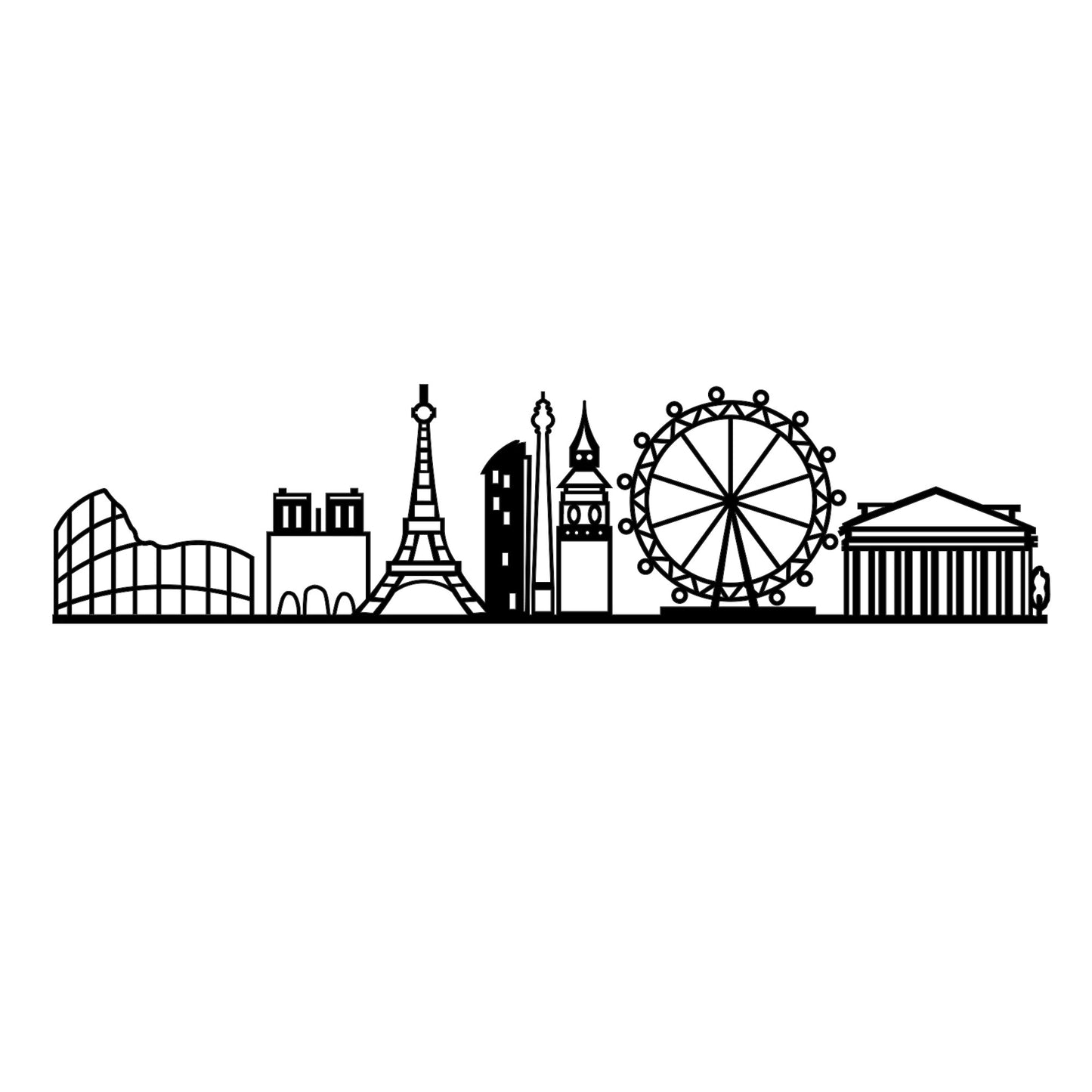 Metalna zidna dekoracija, European Cities Skyline