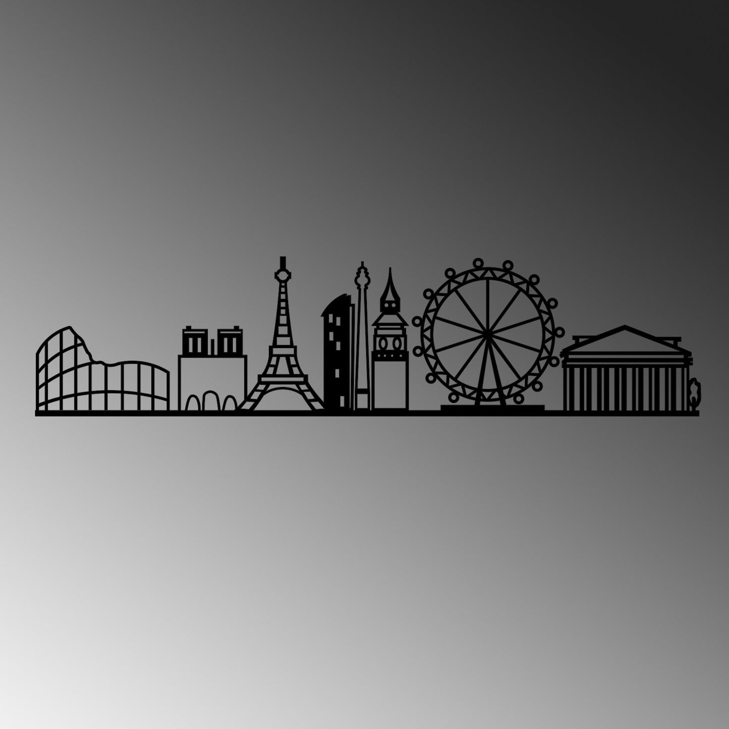 Metalna zidna dekoracija, European Cities Skyline