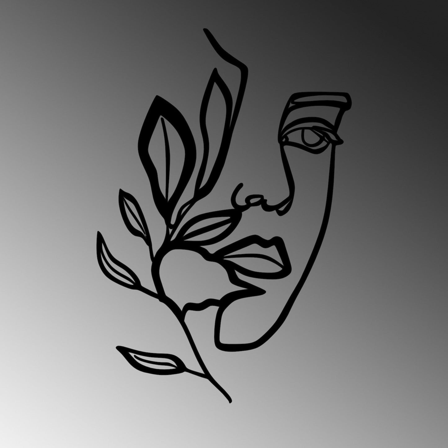 Metalna zidna dekoracija, Woman Face Behind The Branch