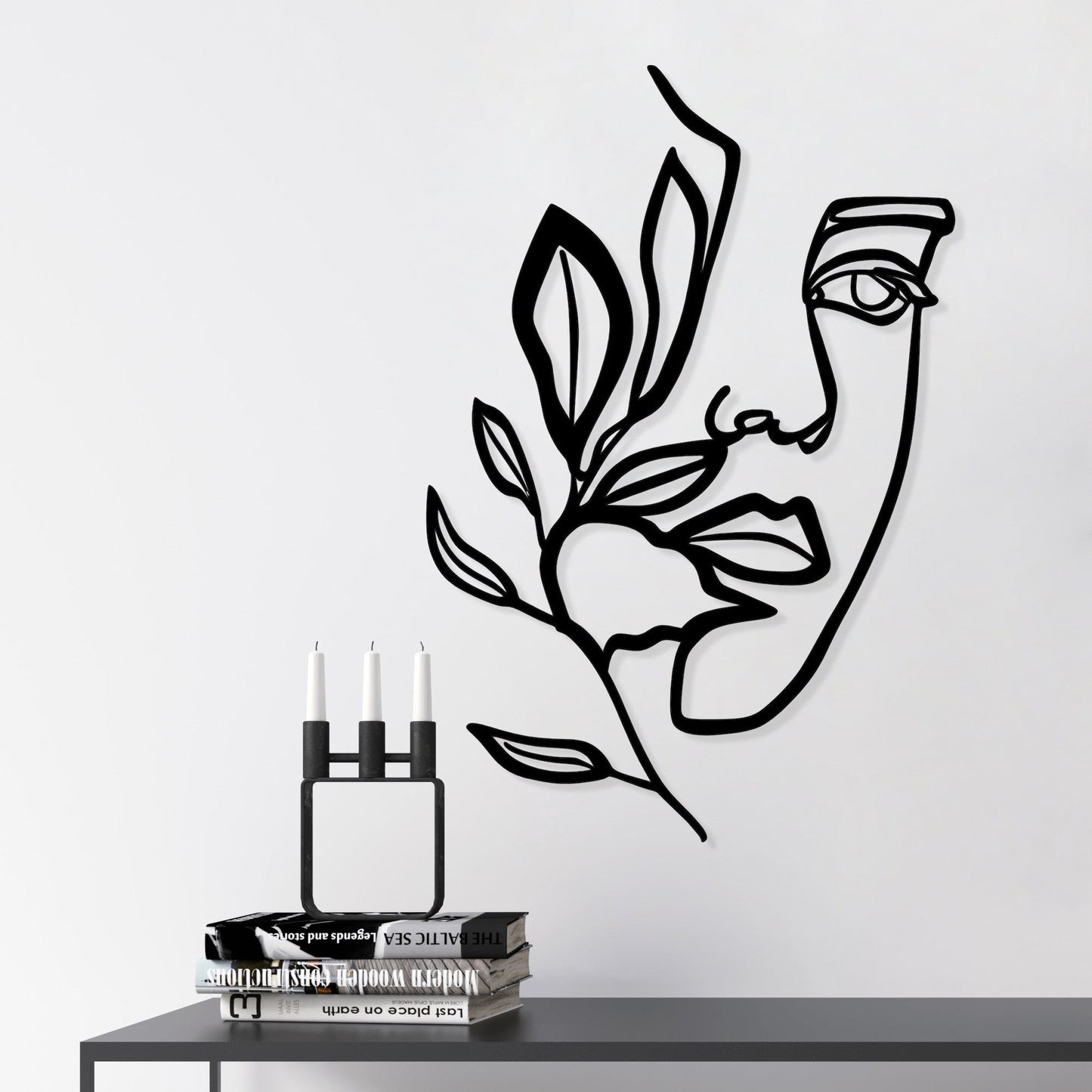Metalna zidna dekoracija, Woman Face Behind The Branch