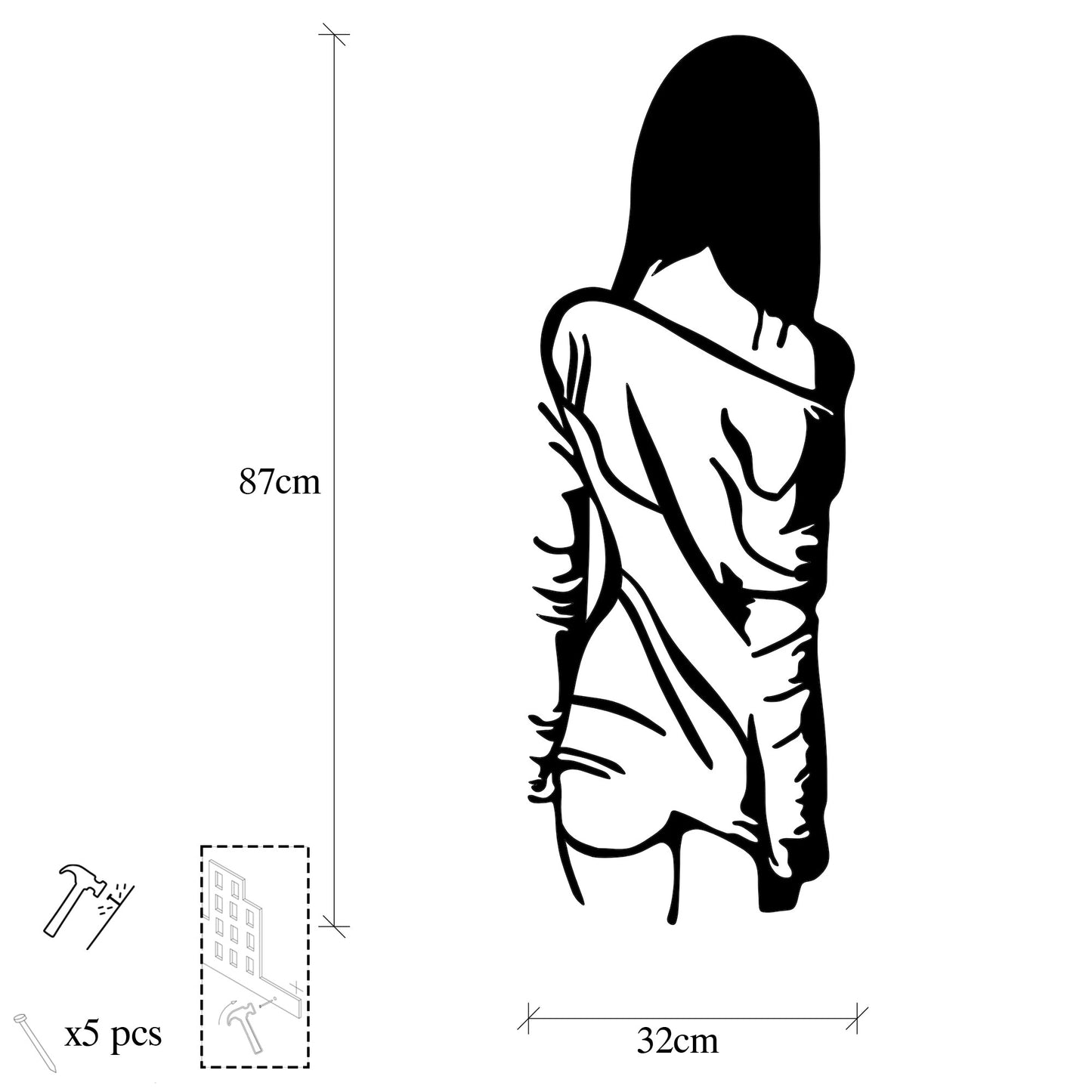 Metalna zidna dekoracija, Woman With Loose Dress