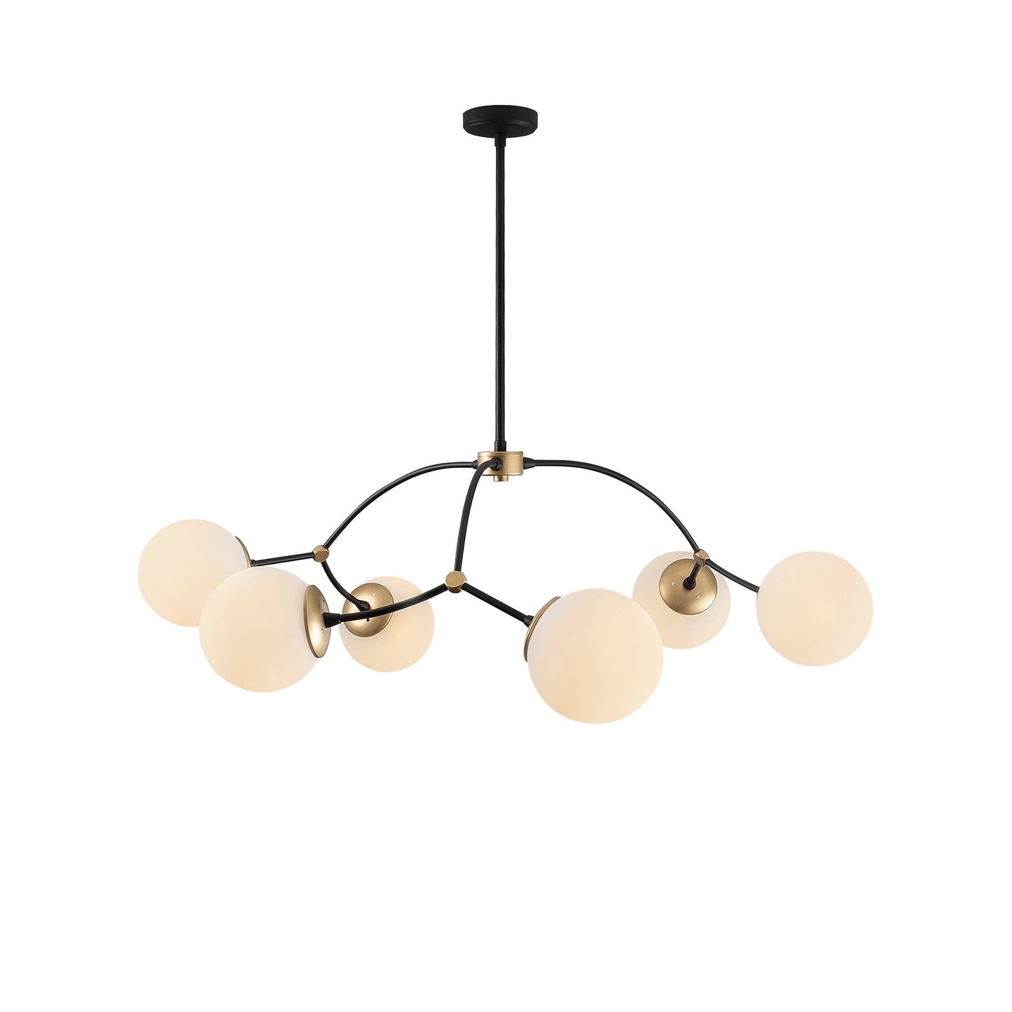 Vislica KROMOZOM 1021 crno- bijela, metal- staklo, 90 x 90 cm, visina 69 cm, promjer kugli 15 cm, 6 x E27 40 W, Kromozom - 1021