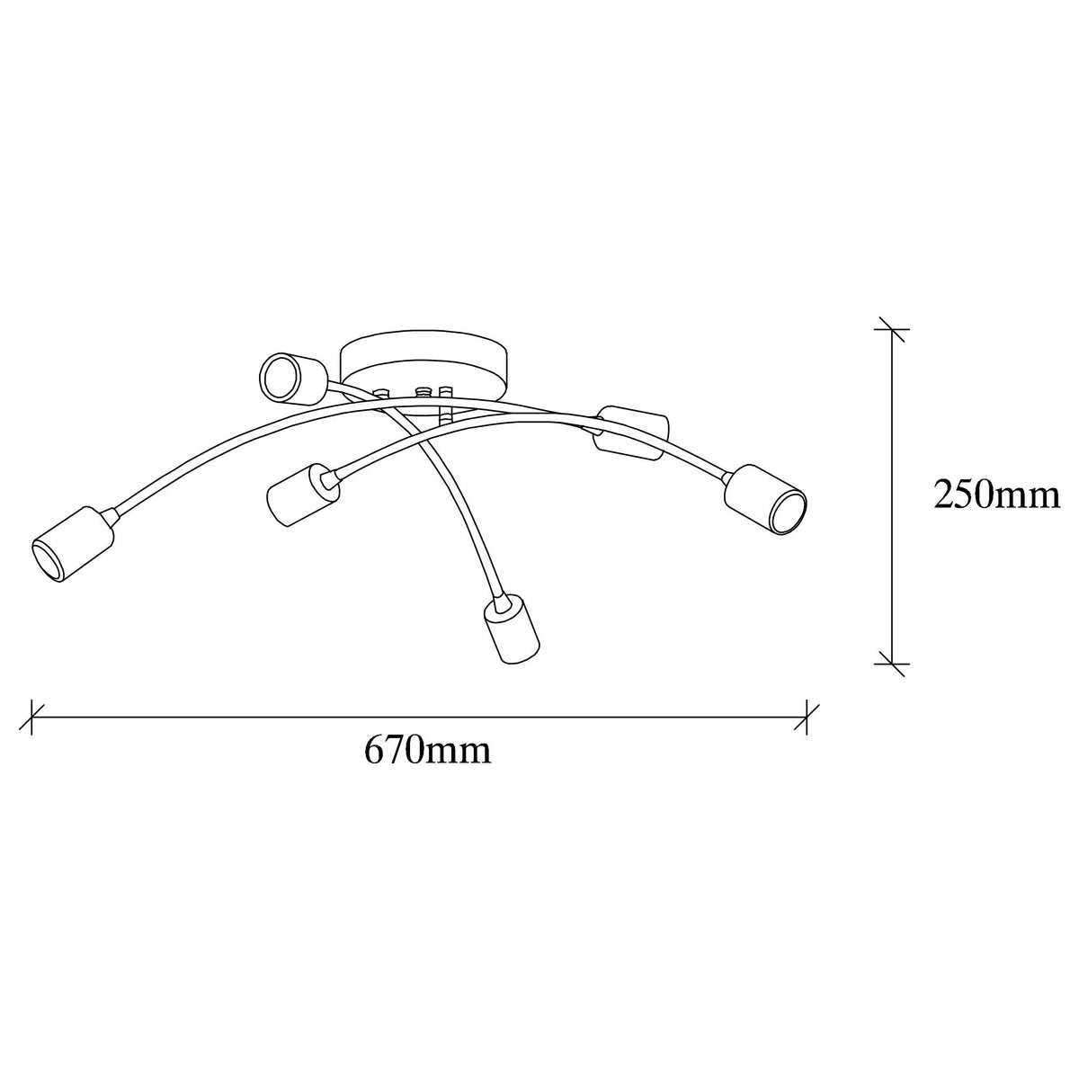 Visilica BANANA crna – vintage, metal, 67 x 67 cm, visina 25 cm, 6 x E27 40 W, Banana – 1142