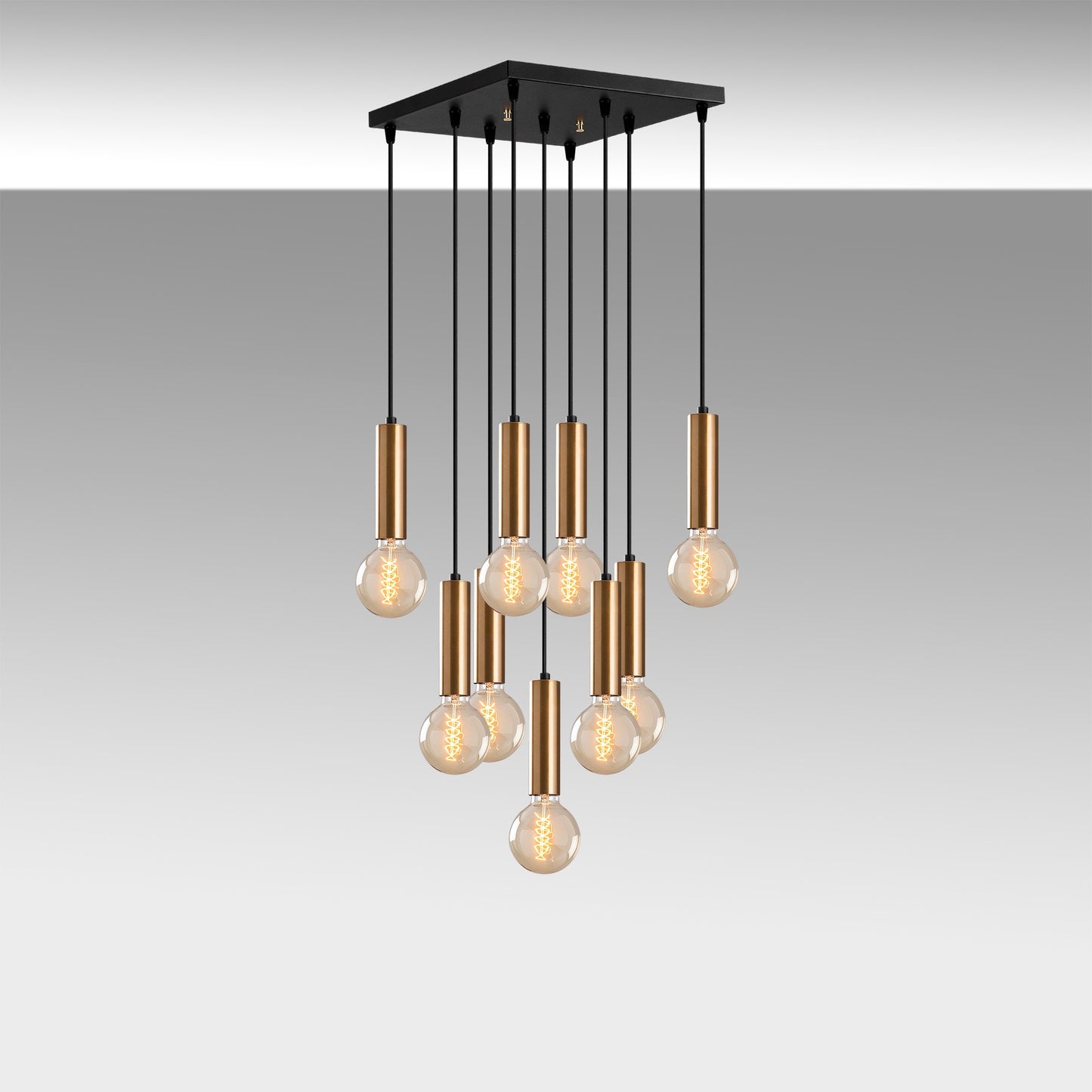Vislica TEMPO  6027 vintage, metal, 50 x 50 cm, visina 136 cm, promjer kugli 4 cm, visina 15 cm, podesiva visina, duljina kabla 90 cm, 9 x E27 40 W, Tempo - 6027