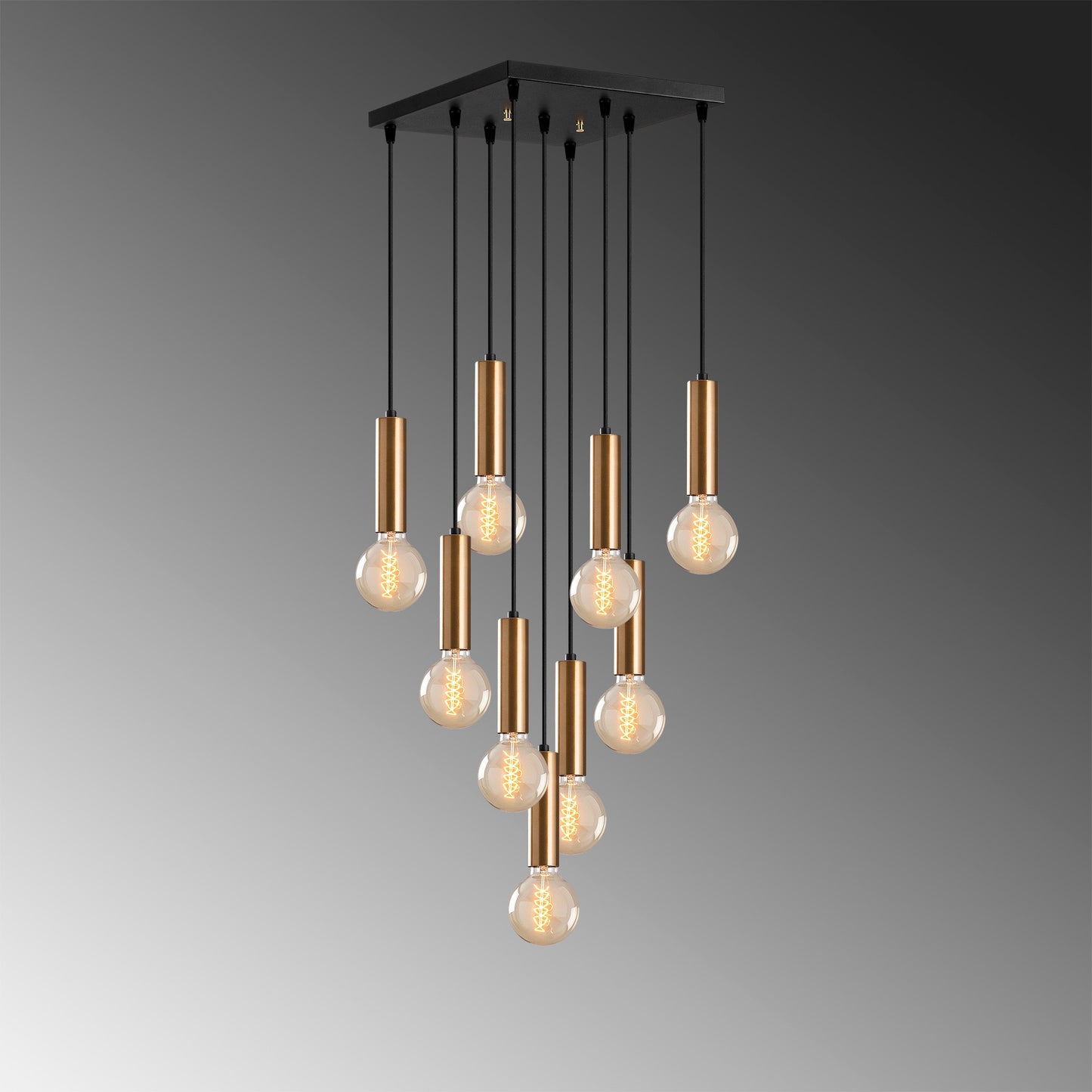 Vislica TEMPO  6027 vintage, metal, 50 x 50 cm, visina 136 cm, promjer kugli 4 cm, visina 15 cm, podesiva visina, duljina kabla 90 cm, 9 x E27 40 W, Tempo - 6027