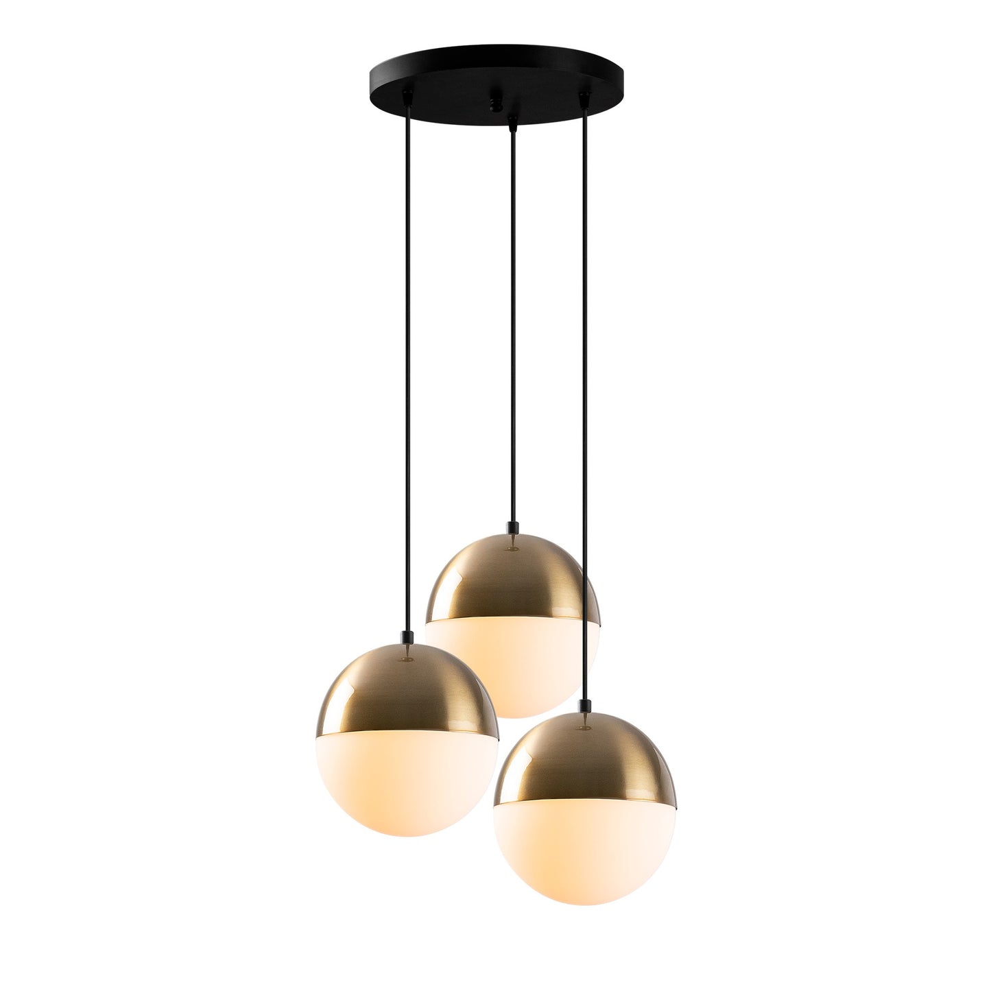 Vislica BASTOS 6151 vintage- crna, metal- staklo, 44 x 44 cm, visina 111 cm, promjer kugli 20 cm, podesiva visina, duljina kabla 90 cm, 3 x E27 40 W, Bastos - 6151