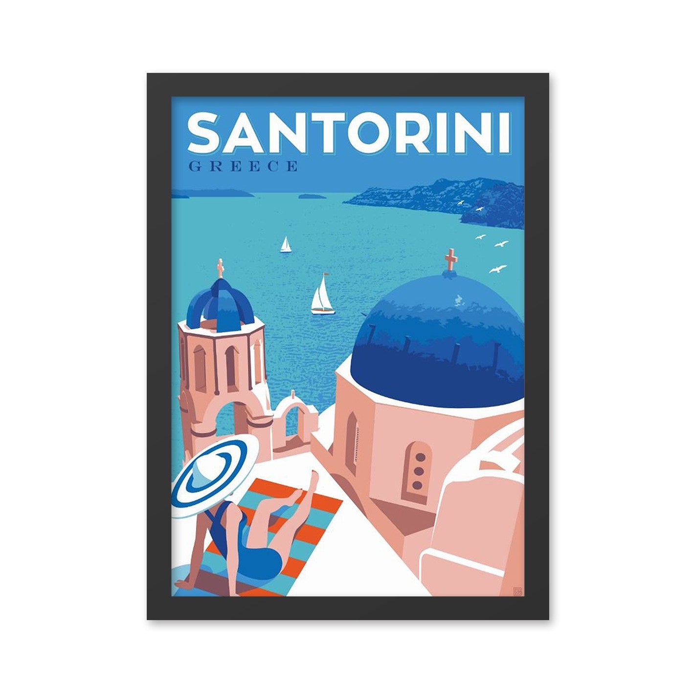 Ukrasna uokvirena MDF slika Santorini (40 x 55)