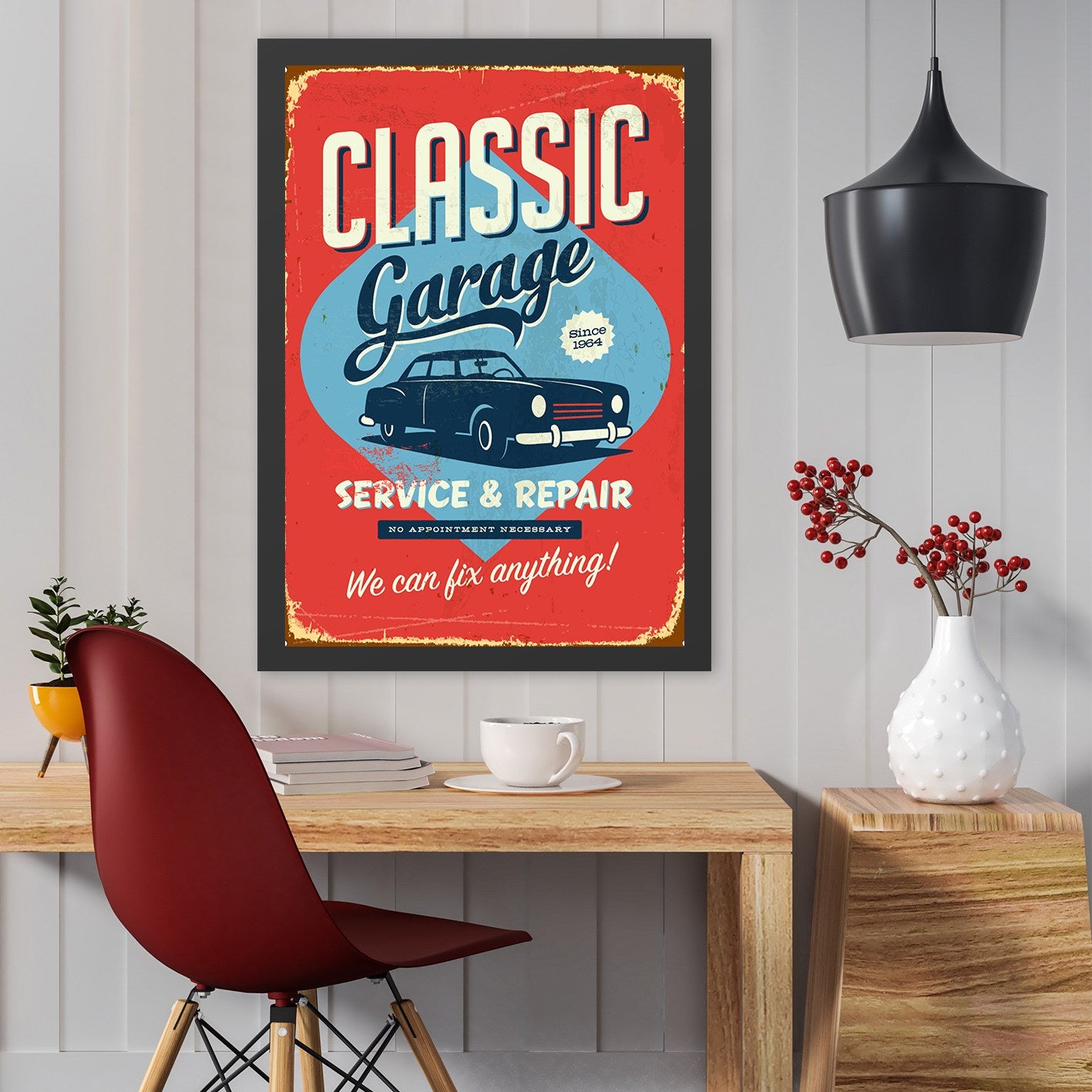 Ukrasna uokvirena MDF slika Classic Garage (40 x 55)