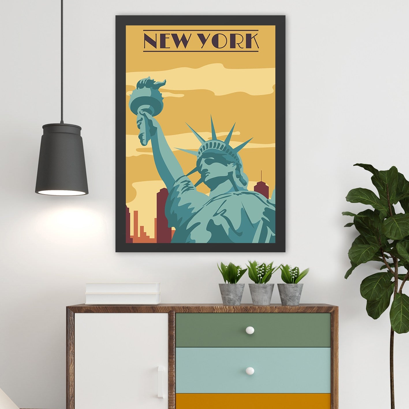Slika dekorativna uokvirena MDF, New York (55 x 75)