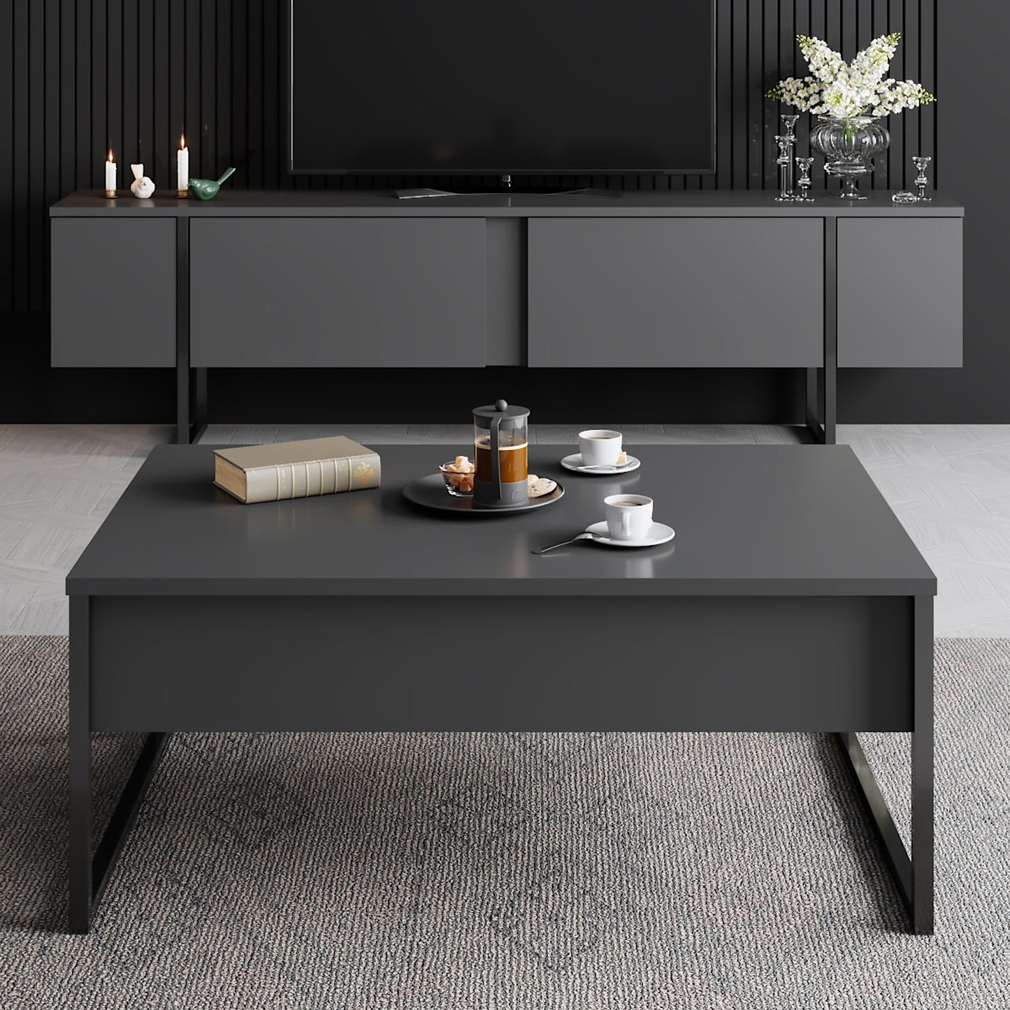 Komoda za TV, Luxe - Anthracite, Black
