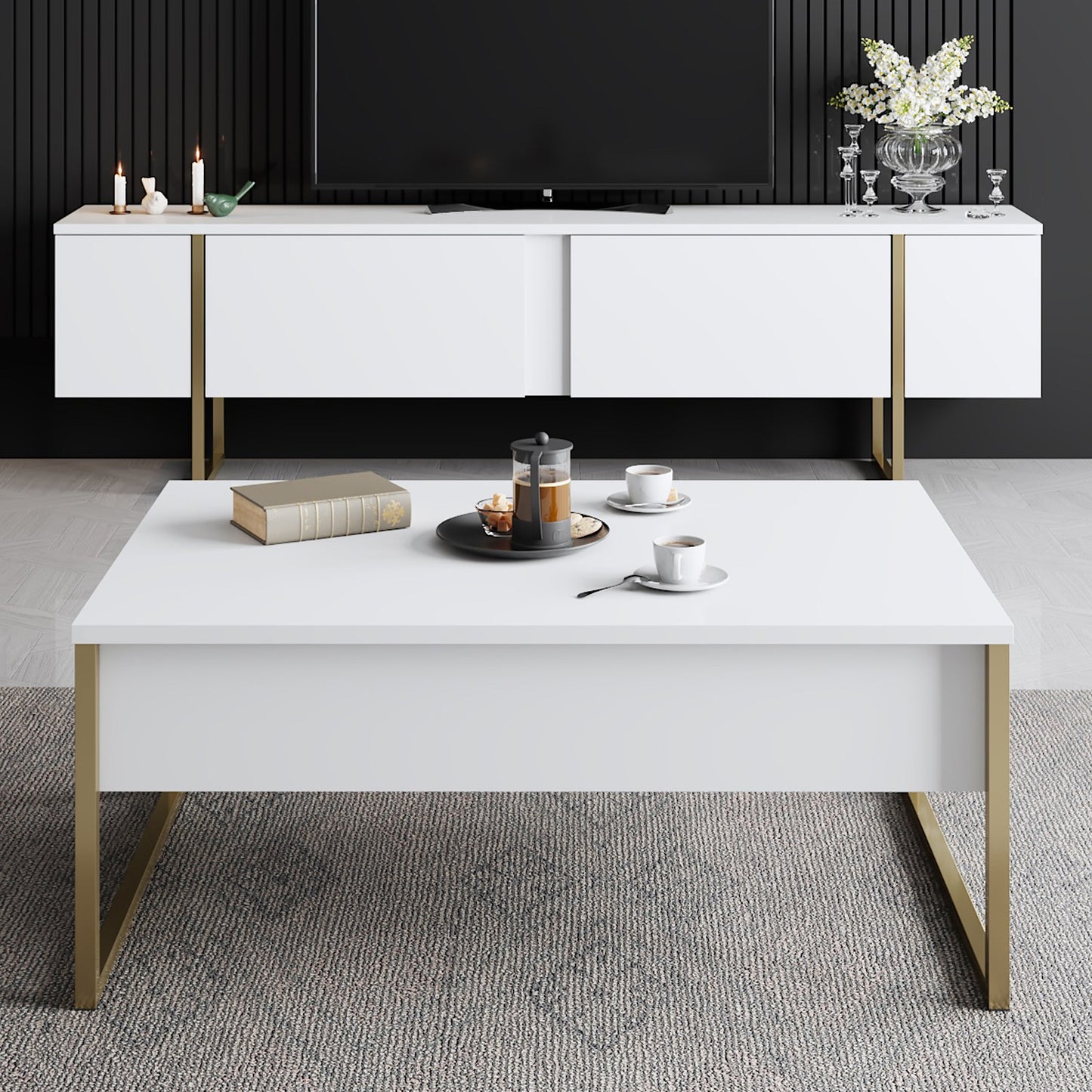 Stolić za kavu, Luxe - White, Gold