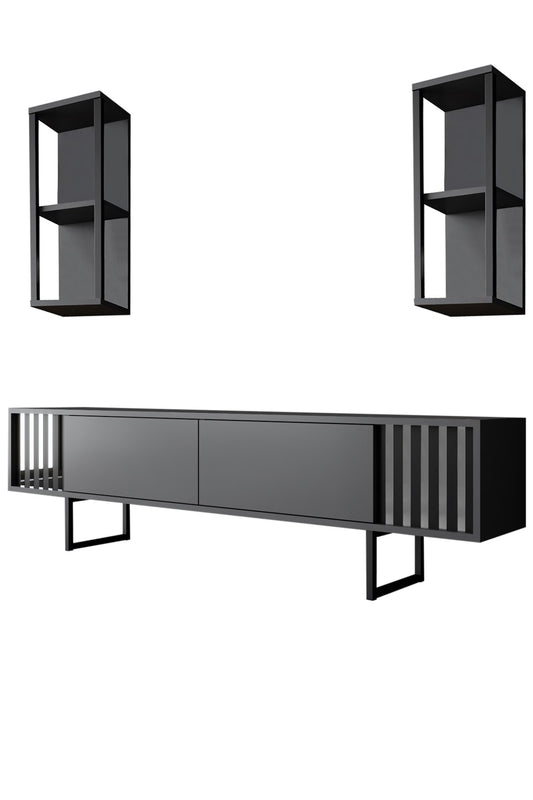 Komoda za TV, Chrome Line - Anthracite, Black