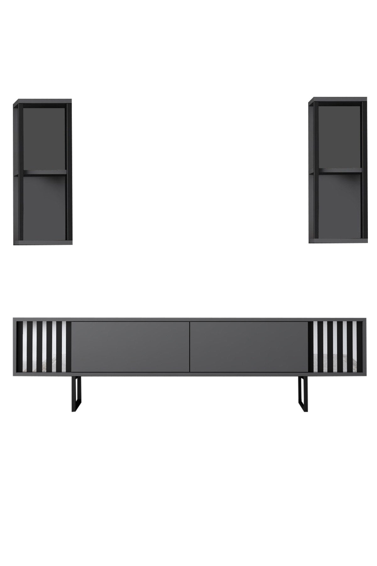 Komoda za TV, Chrome Line - Anthracite, Black