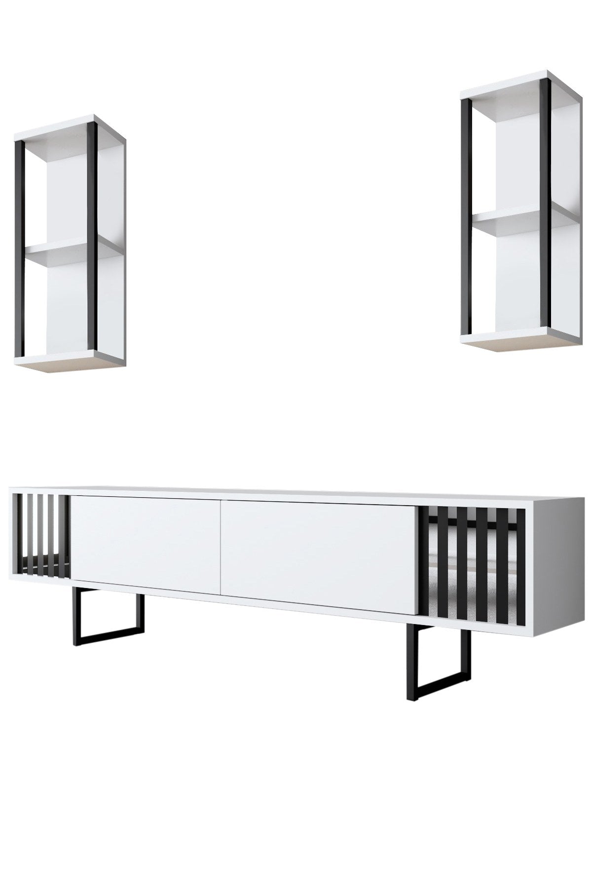 Komoda za TV, Chrome Line - White, Black