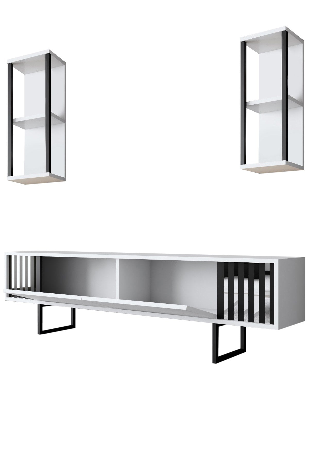 Komoda za TV, Chrome Line - White, Black