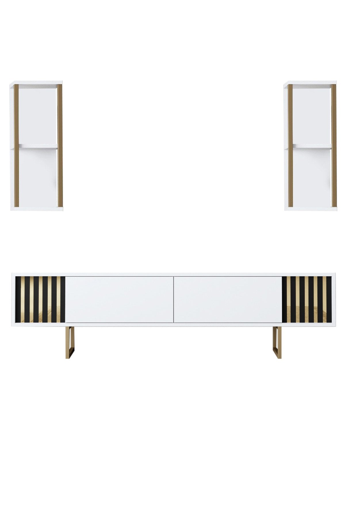 Komoda za TV, Gold Line - White, Black