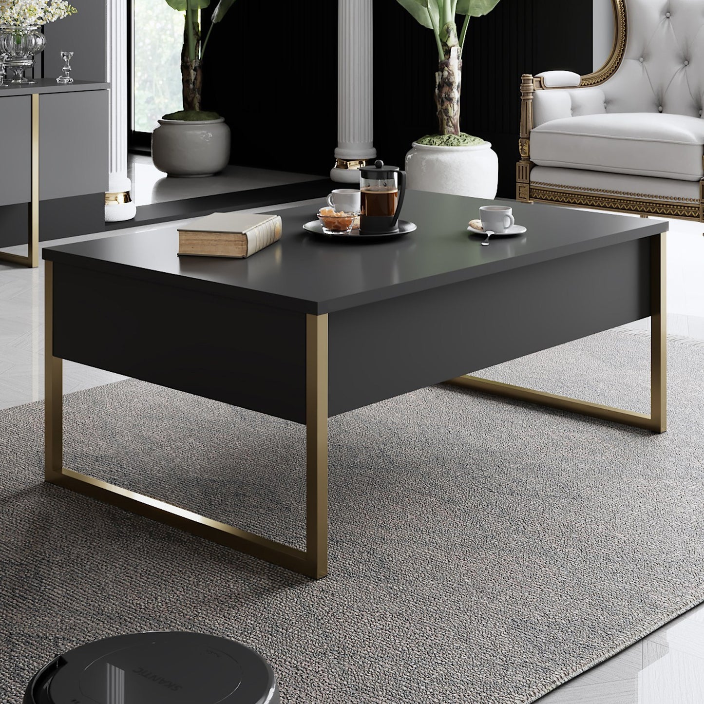 Set namještaja za dnevnu sobu, Luxe Set - Anthracite, Gold