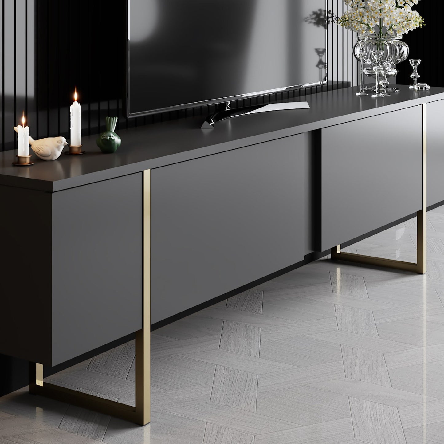 Set namještaja za dnevnu sobu, Luxe Set - Anthracite, Gold