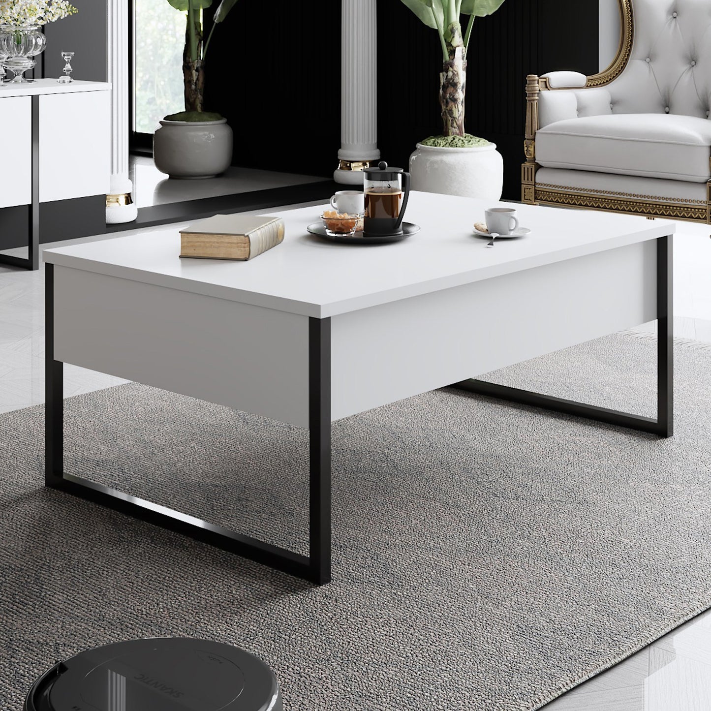 Set namještaja za dnevnu sobu, Luxe Set - White, Black