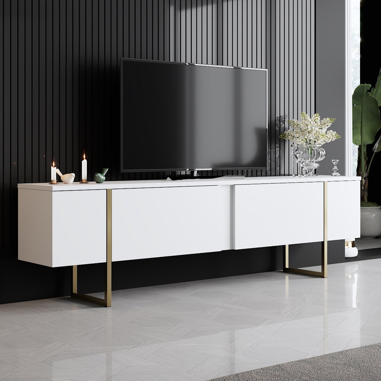 Set namještaja za dnevnu sobu, Luxe Set - White, Gold