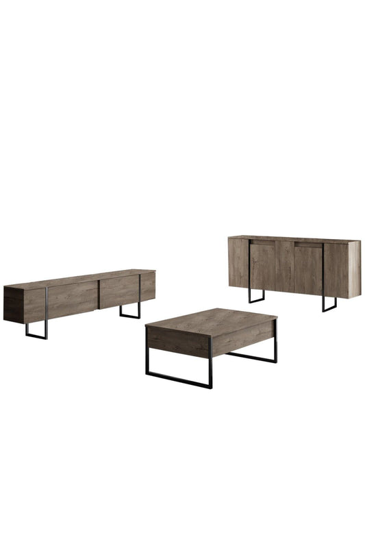 Komoda, Luxe - Walnut, Black