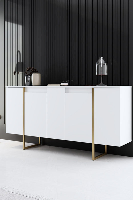 Komoda, Luxe - White, Gold