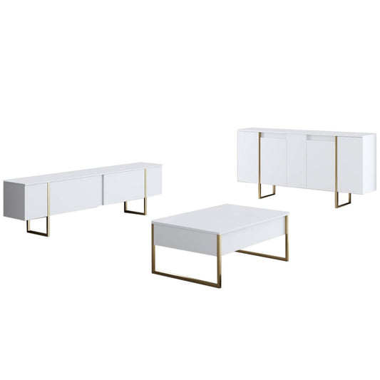 Komoda, Luxe - White, Gold