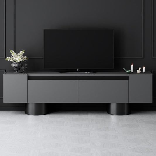 TV komoda niska Bohem - antracit, crni