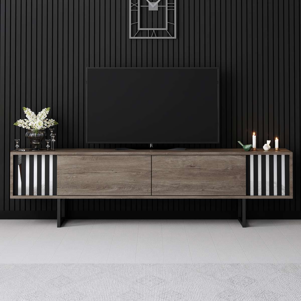 TV komoda niska Chrome Line - orah, crni