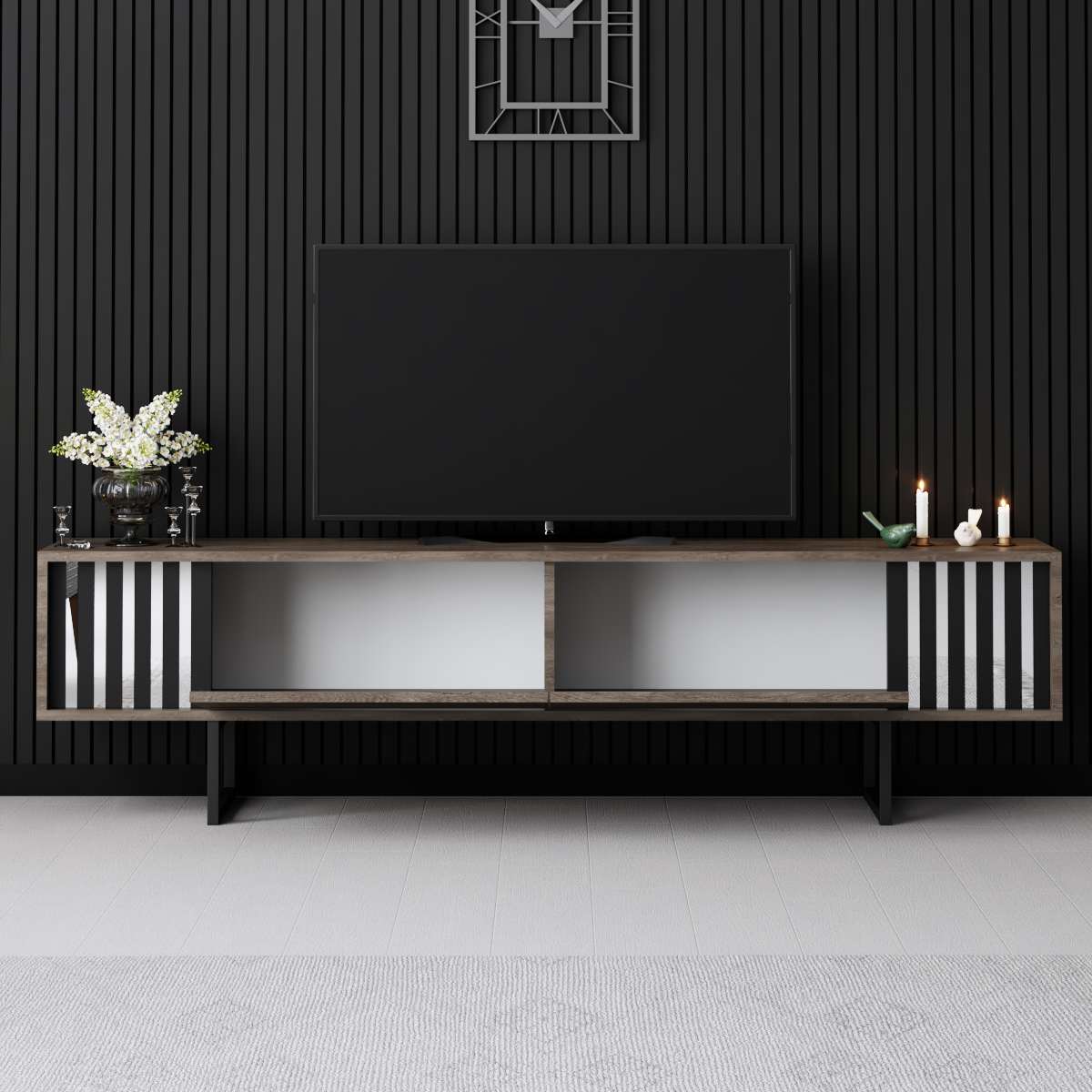 TV komoda niska Chrome Line - orah, crni
