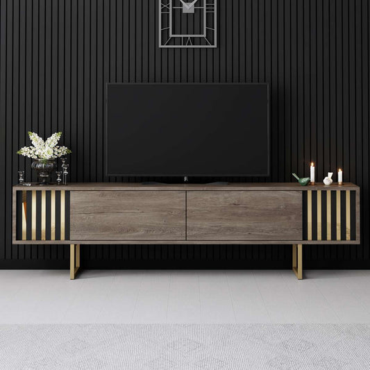 TV komoda niska Gold Line - orah, crni